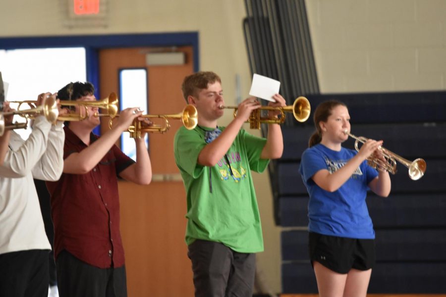 Band members practice with their sections during their first Monday night rehearsal of the school year on August 17. Photo by: Lindsay Gogniat
