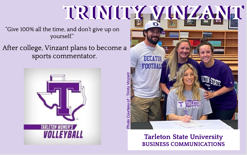 Trinity Vinzant signs with Tarleton for Volleyball