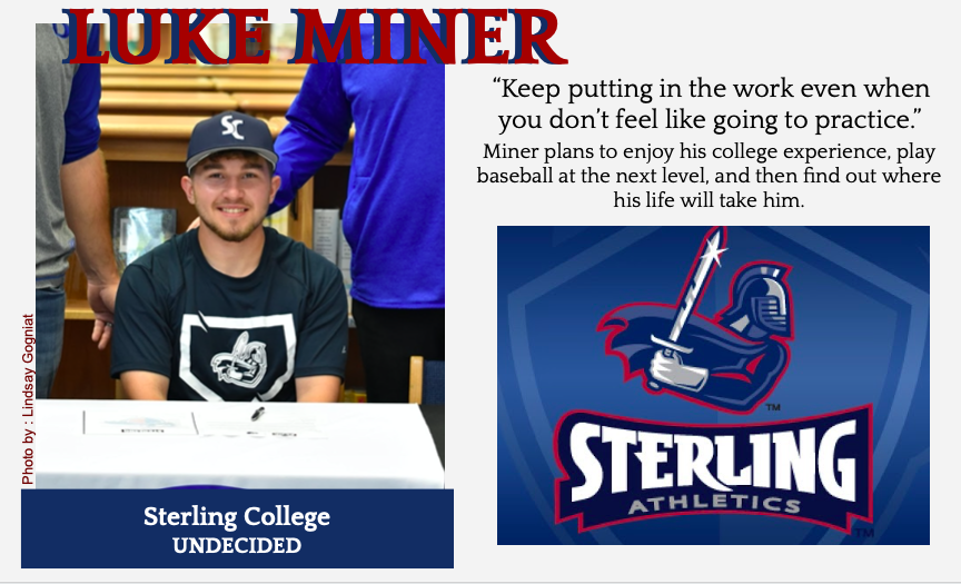 Luke Miner Signs With Sterling for Baseball